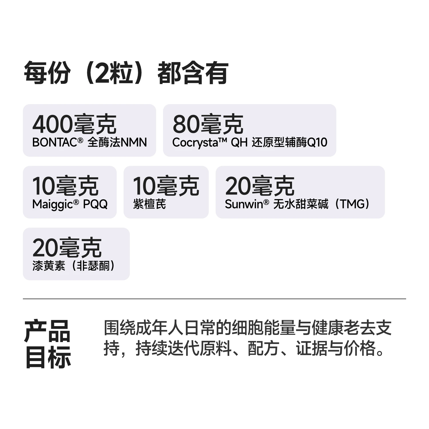 百吉复配 NMN 六种成分与剂量