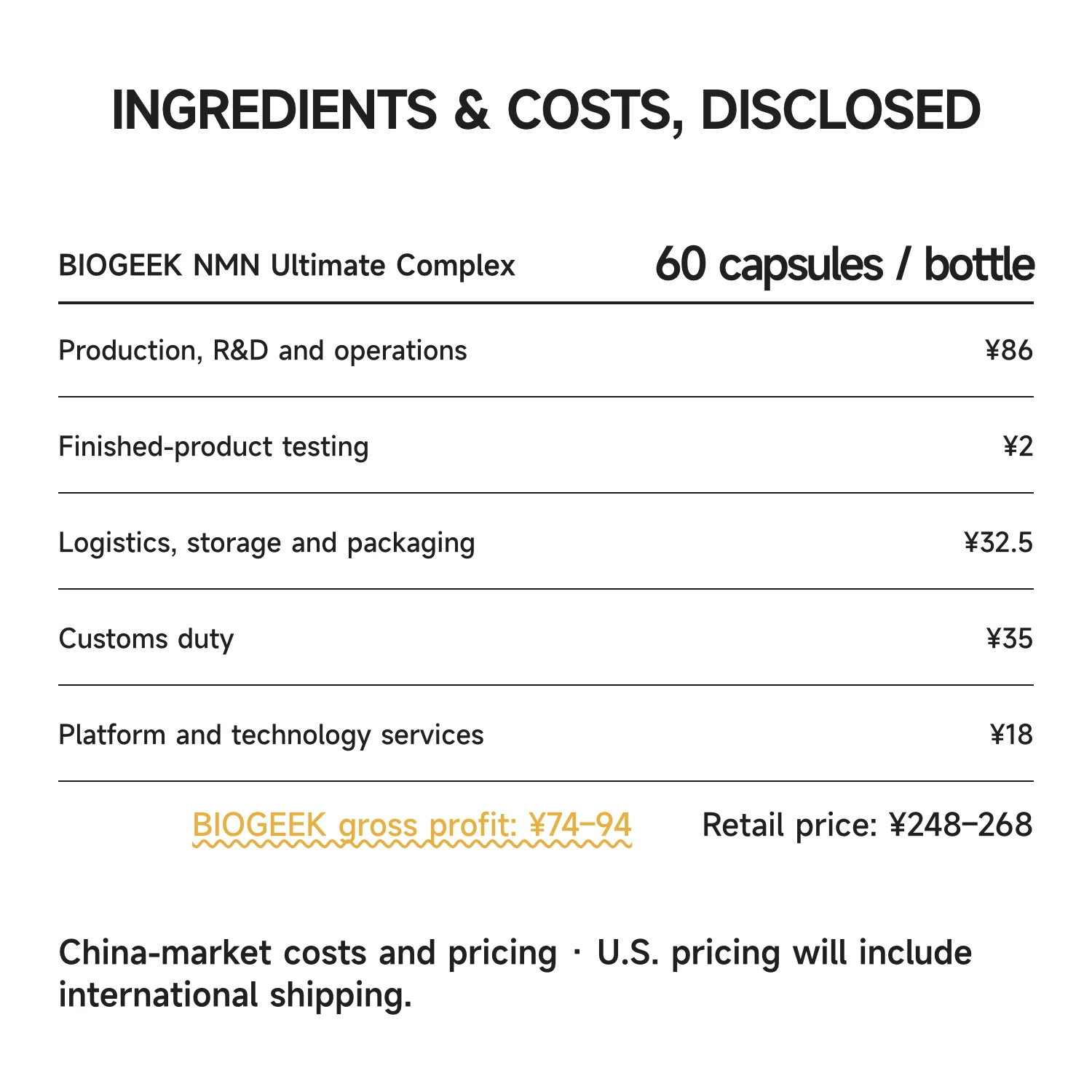 BIOGEEK NMN Ultimate Complex pricing and cost