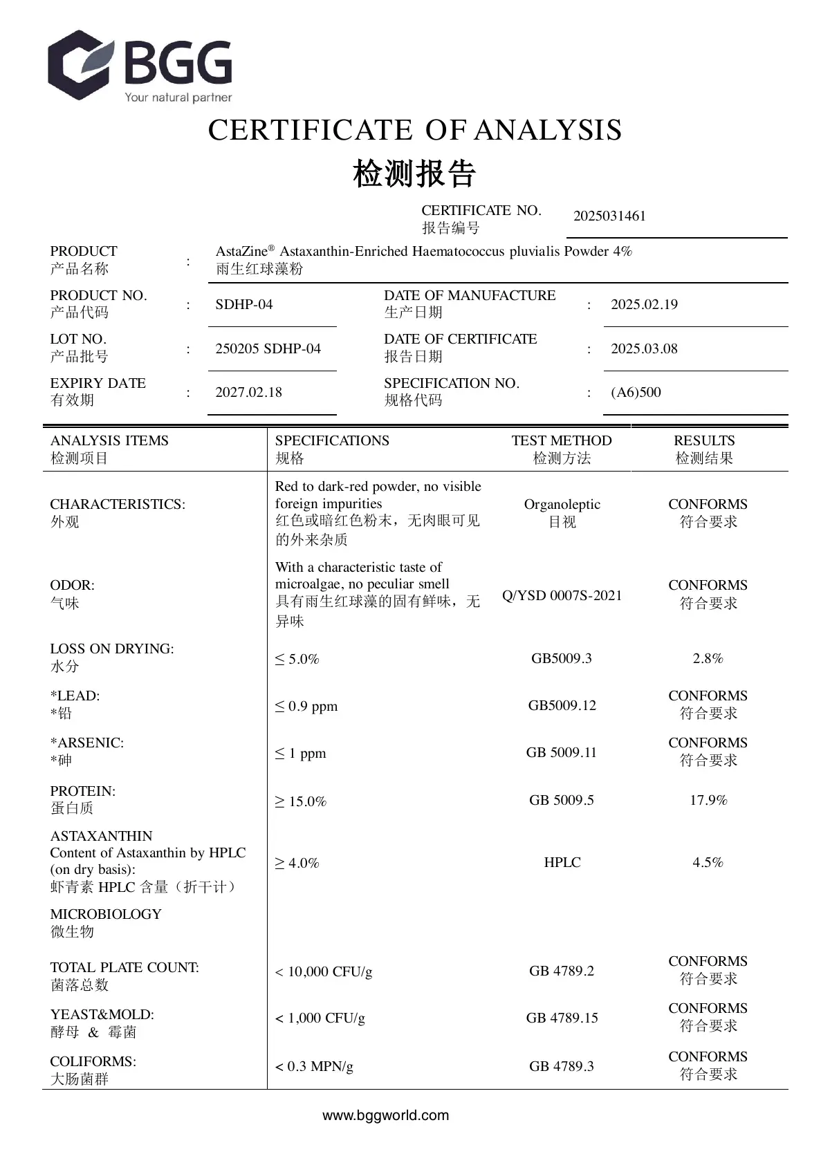 AstaZine® 雨生红球藻粉（4%）