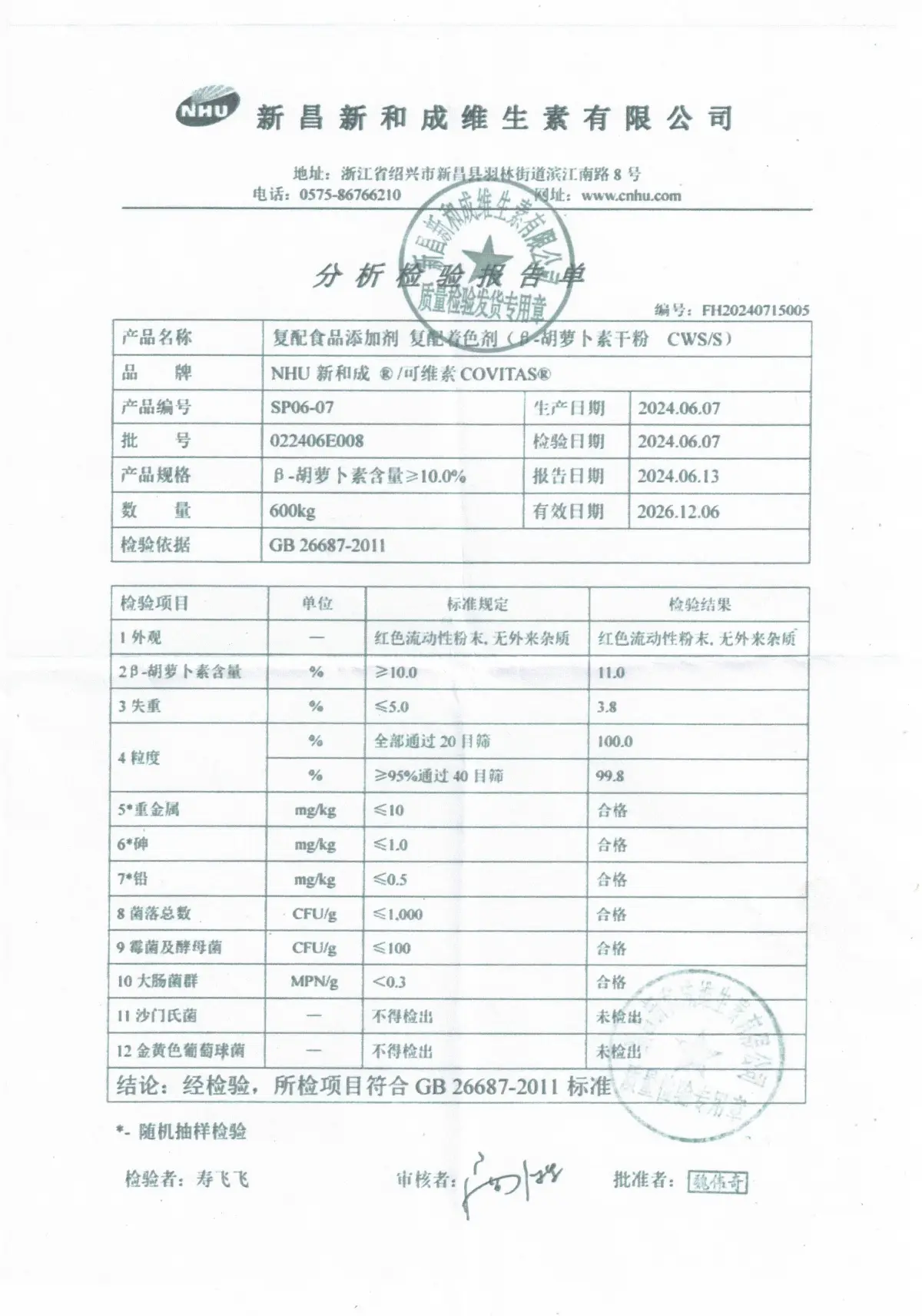 β-胡萝卜素干粉（1%）