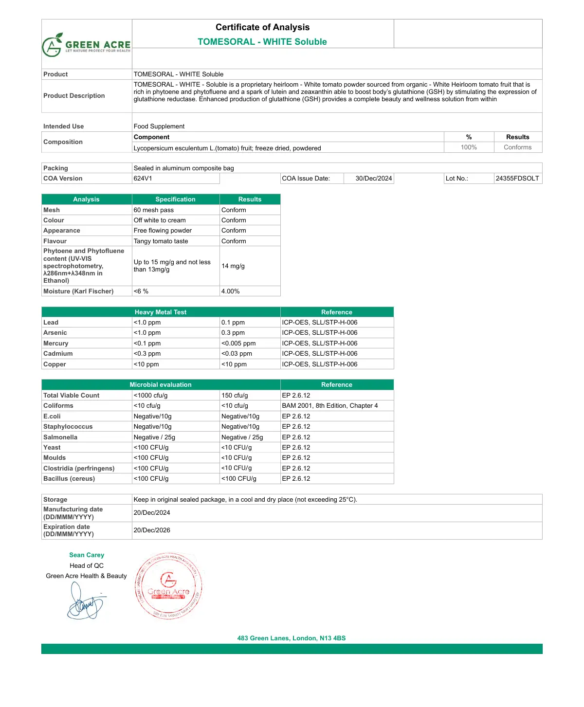 TOMESORAL® 白番茄浓缩粉